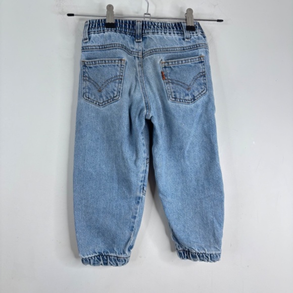 VTG 90s Little Levis Double Knee Jeans 4 Orange Tab Jogger Parachute Elastic - Picture 4 of 10